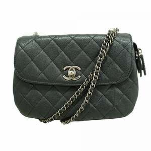 Chanel Matelasse Shoulder Bag with Chain Bag, Leather, Black, Women's